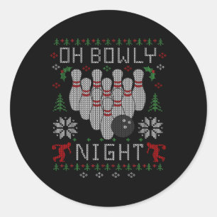 Oh Bowly Night Bowling Ugly jul Sweater Part Runt Klistermärke