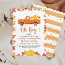 Oh Boy a Little Pumpkin Baby Shower-inbjudan
