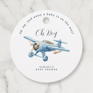 Oh Boy! Adventure Awaits Airplane Boy Baby Shower Gåvor Etiketter