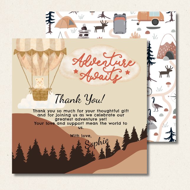 Oh Boy, Adventure Awaits, Hot Air Balloon Square Tack Kort (Skapare uppladdad)