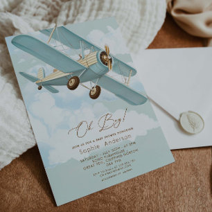 Oh Boy Airplan Travel Boy Baby Shower Inbjudningar