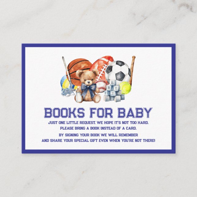Oh Boy ALL STAR SPORT Baby Shower Books For Baby Tilläggskort (Framsida)