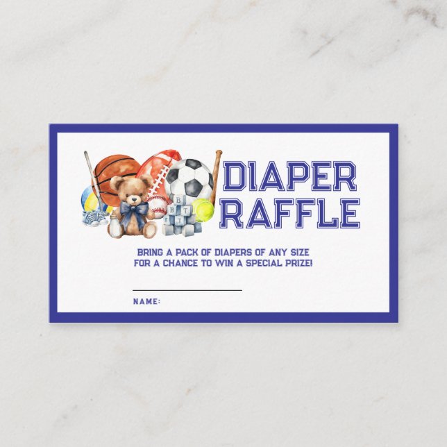 Oh Boy ALL STAR SPORT Baby Shower Diaper Raffle Tilläggskort (Framsida)