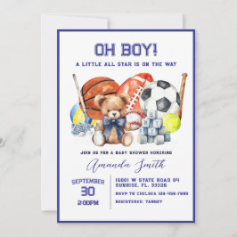 Oh Boy ALL STAR SPORT Baby Shower-inbjudan Inbjudningar