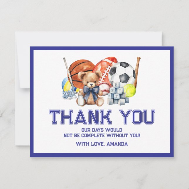 Oh Boy ALL STAR SPORT Baby Shower Tack Kort (Framsida)