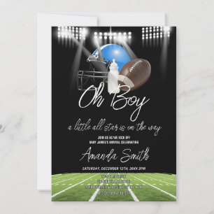 Oh Boy American Football Little Star Baby Shower Inbjudningar