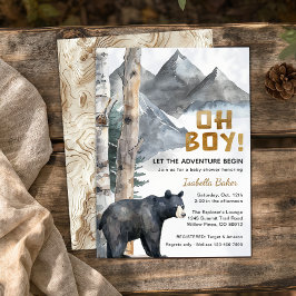 Oh Boy Äventyr Begin | Björn- och fågelbabyskor Inbjudningar