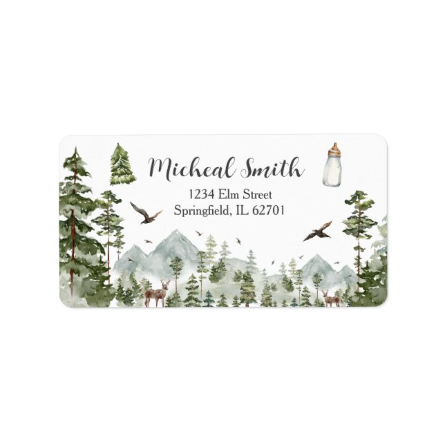 Oh Boy Äventyr Gräs Forest Baby Shower Adress Adressetikett (Framsidan)