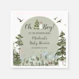 Oh Boy Äventyr Gräs Forest Baby Shower Papper Pappersservett