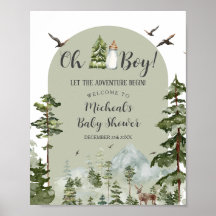 Oh Boy Äventyr Gräs Forest Baby Shower Välkommen