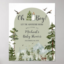Oh Boy Äventyr Gräs Forest Baby Shower Välkommen Poster