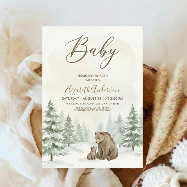 Oh Boy Äventyr Skogs Björn Baby Shower Inbjudningar (Skapare uppladdad)