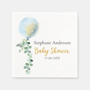 Oh Boy Baby blue Balloon Eucalyptus Pappersservett