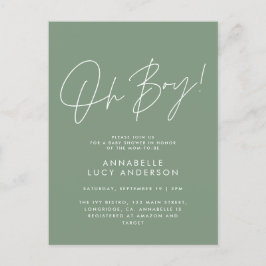 oh boy Baby dusch-skript, grönt elegant Vykort