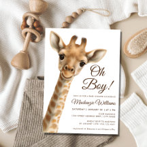 Oh Boy Baby Giraffe Baby Shower-inbjudan