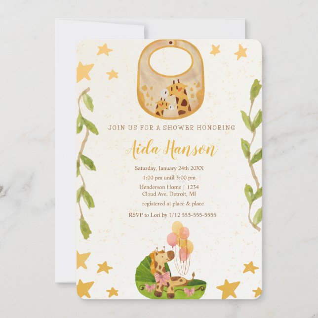 Oh Boy Baby Giraffe Baby Shower-inbjudan Inbjudningar (Framsida)