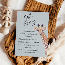 Oh Boy Baby Giraffe Baby Shower Inbjudningar