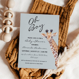 Oh Boy Baby Giraffe Baby Shower Inbjudningar