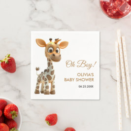 Oh Boy Baby Giraffe Cute Boy Shower Pappersservett