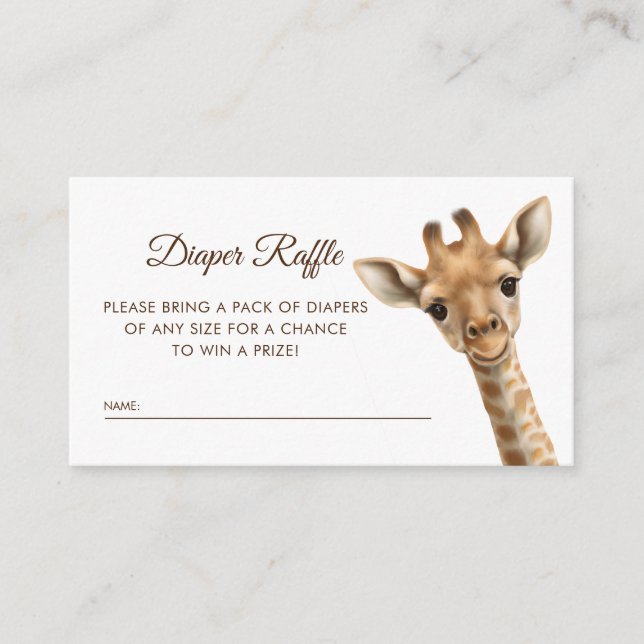 Oh Boy Baby Giraffe Diaper Raffle Baby Shower Tilläggskort (Framsida)