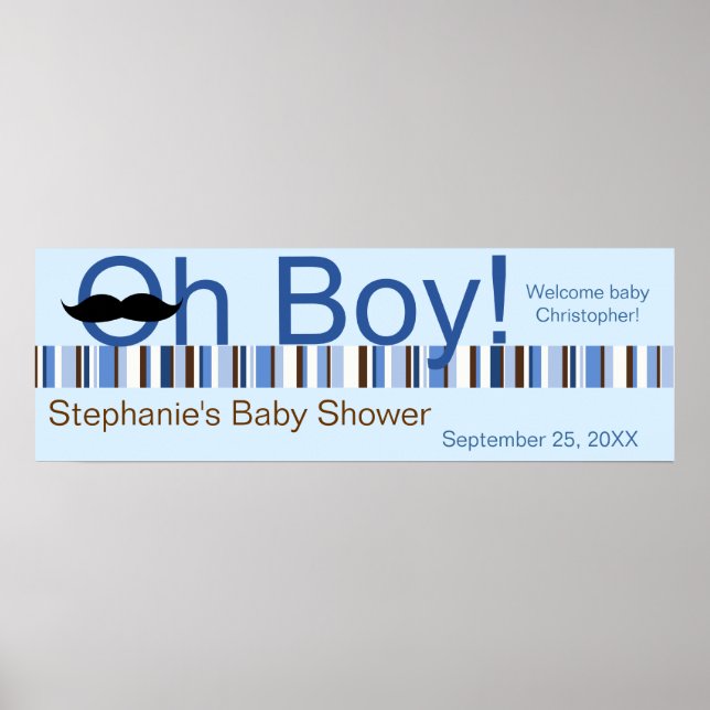 Oh Boy Baby Shower Banner Poster (Framsidan)