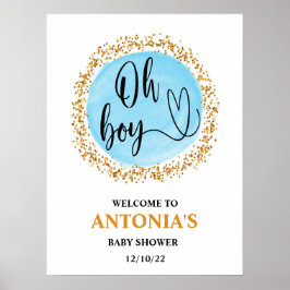 Oh Boy Baby Shower Blue Välkommen Poster