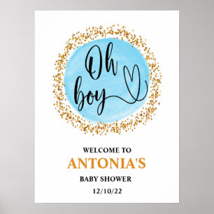 Oh Boy Baby Shower Blue Välkommen Poster