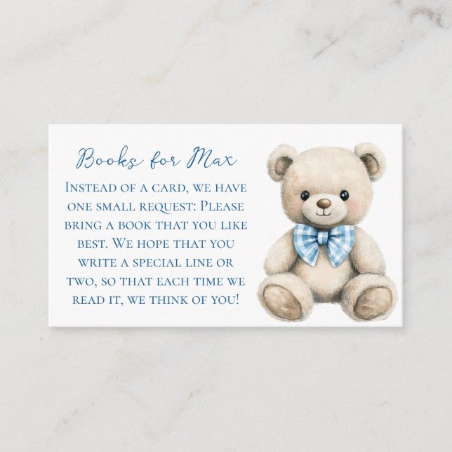 Oh Boy Baby Shower Book Request Card Tilläggskort (Framsida)