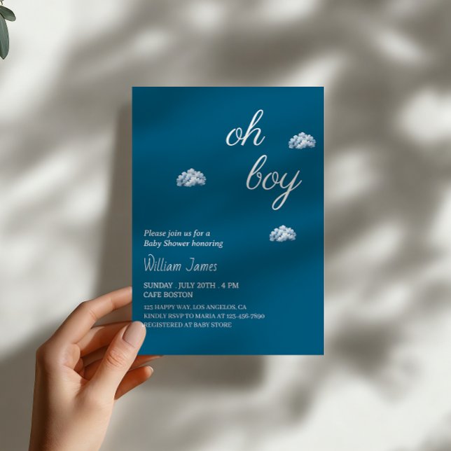 Oh Boy Baby Shower - Cute Cloud Design Inbjudningar (Skapare uppladdad)