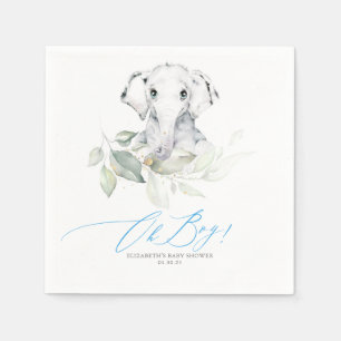 Oh Boy Baby Shower Elephant Greenery Pappersservett