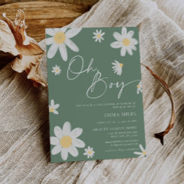 Oh Boy Baby Shower-Grönten för inbjudan till Daisy