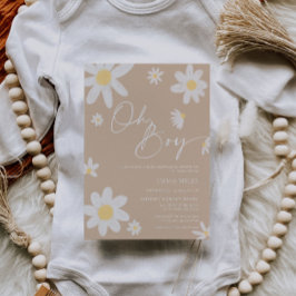 Oh Boy Baby Shower-inbjudan Daisy Beige Inbjudningar