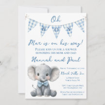 Oh Boy Baby Shower Inbjudan med Bokförfrågan