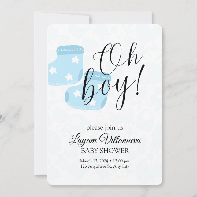 "Oh Boy" Baby Shower Invitation  Inbjudningar (Framsida)