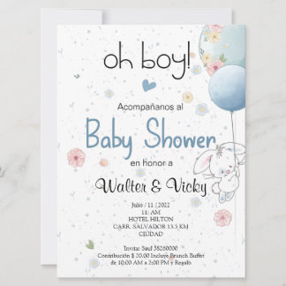 Oh boy! baby shower lindo conejito inbjudningar