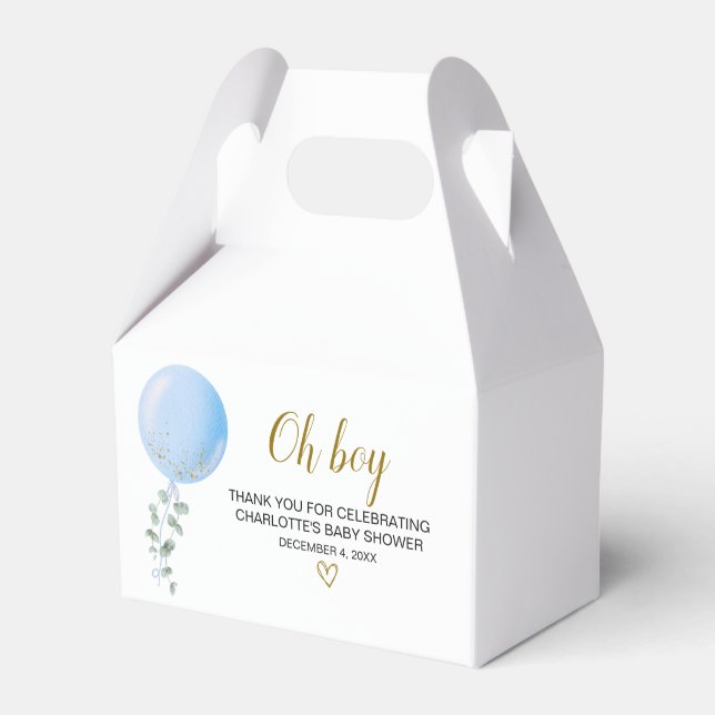 Oh Boy Baby Shower med Balloor Favor Box Presentaskar (Framsidan Sidan)
