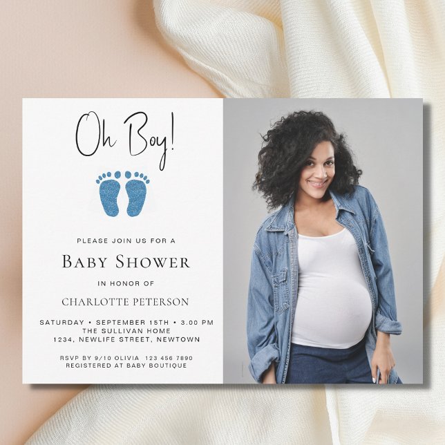 Oh Boy Baby Shower Photo Inbjudningar (Skapare uppladdad)