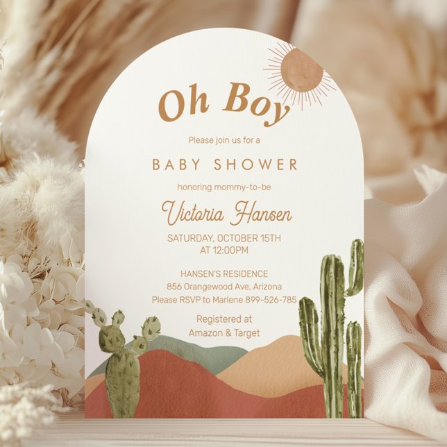 Oh Boy Baby Shower SouthWestern Boho Desert Inbjudningar (Skapare uppladdad)