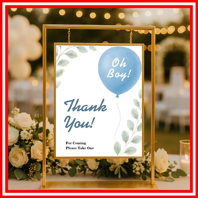 Oh Boy Baby Shower | Tacksamtenskylt Poster (Skapare uppladdad)