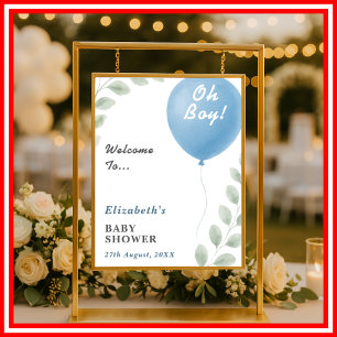 Oh Boy Baby Shower Välkomstskylt Poster