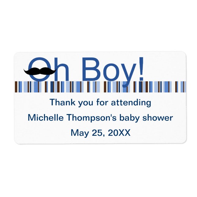 Oh Boy Baby Shower Vattenflaska Fraktsedel (Framsidan)