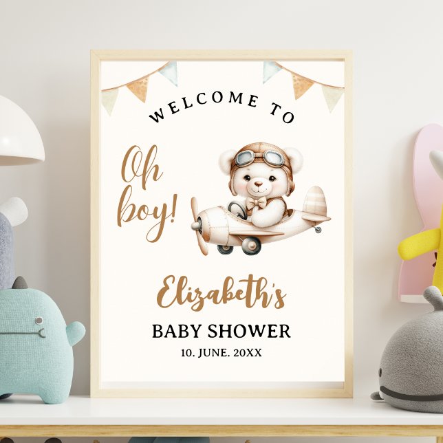 Oh boy , Baby Shower with Bear theme Poster (Skapare uppladdad)