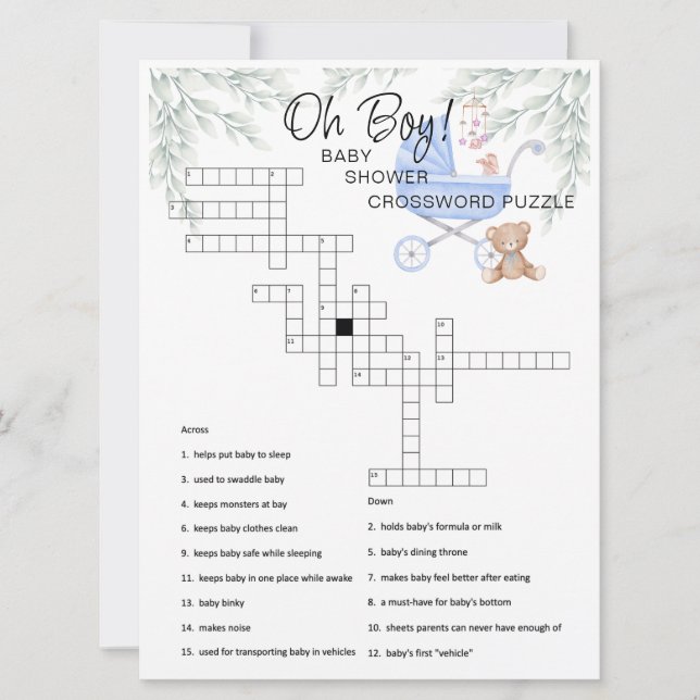 Oh Boy Baby Stoller Mobile Crossword Puzzle Card (Framsida)