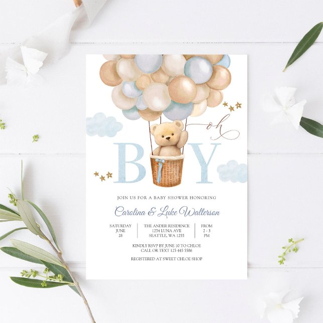 Oh Boy Ballong Baby Shower Inbjudan (Skapare uppladdad)