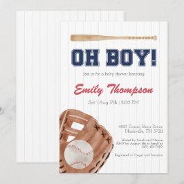 Oh Boy Baseball Baby Shower-inbjudan Inbjudningar