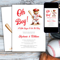Oh Boy Baseboll  Baby Shower Söt Björn