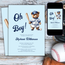 Oh Boy Baseboll Baby Shower Söt Björn