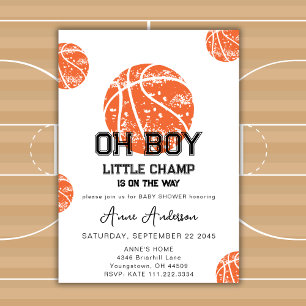Oh Boy Basketball Game Sport Baby Shower Party Inbjudningar