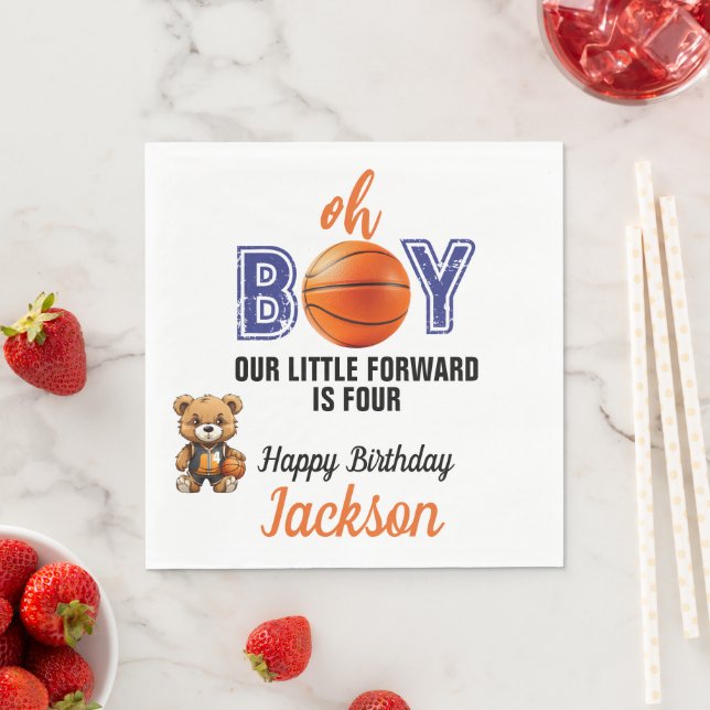Oh Boy Basketball Theme Birthday Pappersservett (Insitu)