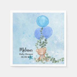 Oh Boy Bear Blue Balloon Eucalyptus Garland Anpass Pappersservett